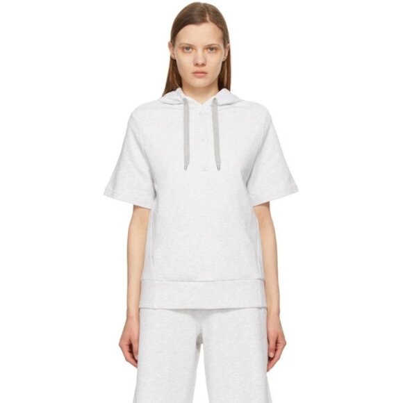 Max Mara Leisure Milford Short Sleeve Hoodie In Light Gray Medium NEW - Picture 10 of 11